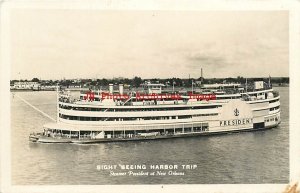 LA, New Orleans, Louisiana, RPPC,Steamer President, Excurstion Steamship