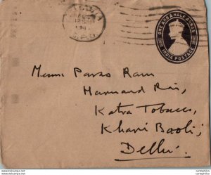 India Postal Stationery George VI 1 1/2 A to Delhi