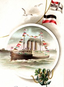 WWI German Steamer Ocean Liner Steamship Ship Postcard