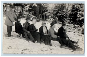 c1910's Entire Family And Sled Youngstown Washington WA RPPC Photo Postcard 