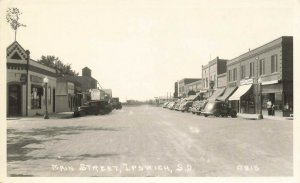 Ipswich SD Main Street State Theatre Storefronts Old Cars 1931 RPPC