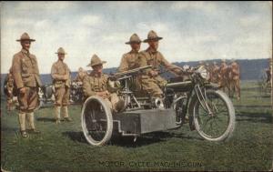 WWI Motorcycle Machine Gun Sidecar c1910 Postcard
