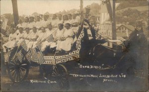 Rockville CT Connecticut Centennial Girls Dinging Group American Flags RPPC