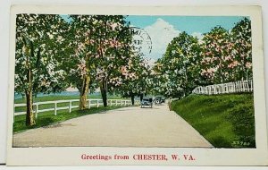 WV Greetings From Chester W. Va. 1930s to Syracuse NY Postcard I7