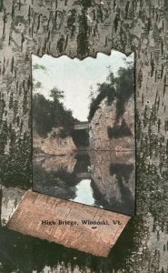 Vintage Postcard 1910 River High Bridge Winooski Gorge Burlington Vermont VT