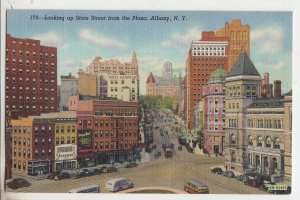 P2721 vintage postcard traffic etc state street scene albany new york unused