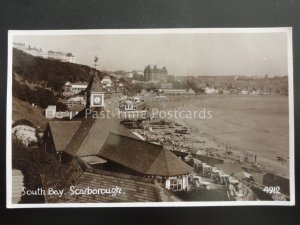 Yorkshire SCARBOROUGH South Bay shows Clock Tower & Cafe c1938 RP Postcard