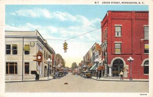 Morgantown North Carolina Union Street Shops and Drug Store Postcard U1223