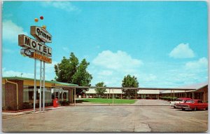 Troy Alabama AL, Grimes Motel & Restaurant, Driveway, Cars Parking, Postcard