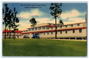 c1940's Service Club And Guest House Camp Livingston Louisiana LA Cars Postcard