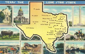 USA Texas The Lone Star State Linen Linen Postcard 08.13