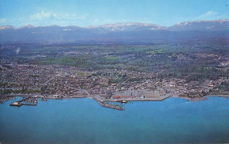Campbell River BC Aerial View Okanagan Helicopters Vintage Postcard D5