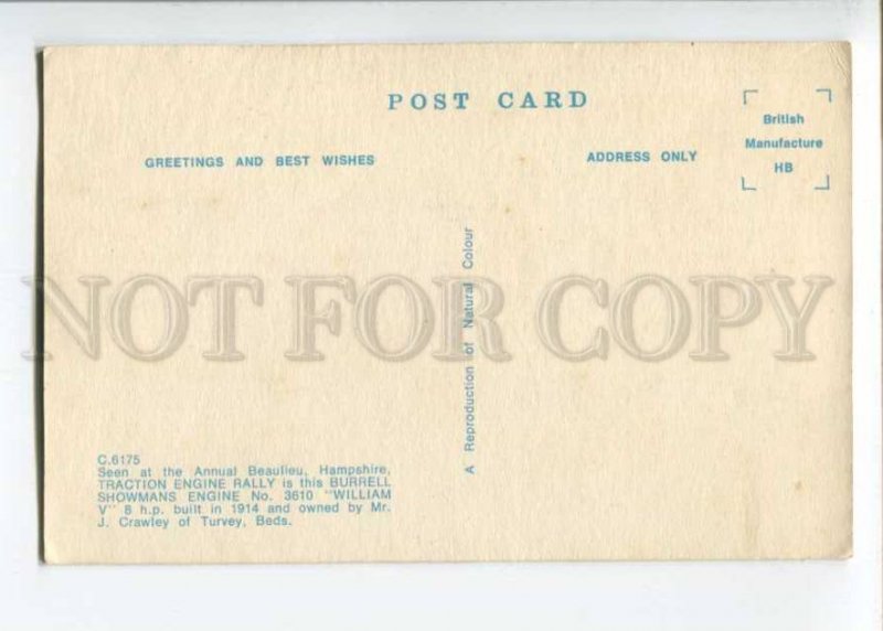 416252 UK 1914 year WILLIAM V TRAIN Engine Old postcard