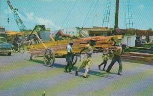 Barbados Bridgetown Transporting Lumber By Hand Cart