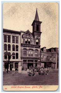 c1910 Horse Carriage Union Engine House York Pennsylvania PA Antique Postcard