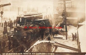 NY, Saint Johnsville, New York, RPPC, NYC Railroad 20th Century Limited Wreck