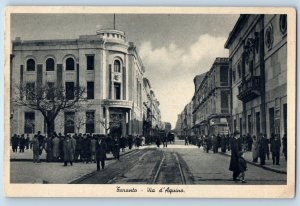 Taranto Apulia Italy Postcard Bank of Naples Building on Via d'Aquino c1920's