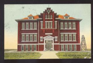 TEMPLE OKLAHOMA TEMPLE HIGH SCHOOL BUILDING ANTIQUE VINTAGE POSTCARD OKLA.