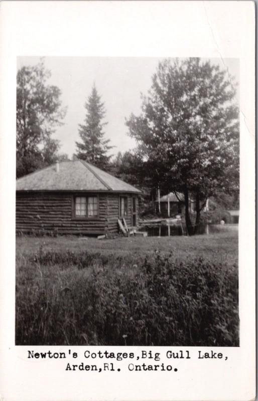 Newton's Cottage Big Gull Lake Arden Ontario ON c1949 RPPC Postcard E23 *As Is