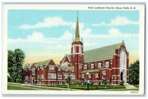 c1940's First Lutheran Church Cross Tower Sioux Falls South Dakota SD Postcard