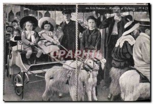 Old Postcard Fete Foraine Manege d & # 39enfants Chevre Goat Goats
