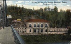 Charleston West Virginia WV C&O RR Train Station Depot c1910 Postcard