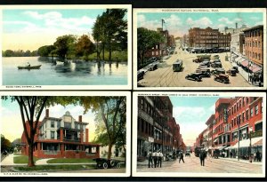 HM84 Haverhill Vintage 4 pcs. Wash. Square rows of Autos, Merrimack St. Round Pd