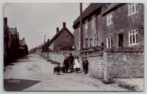 Somerset Stoke Under Ham RPPC Children Dog Street Scene By Marriott Postcard S27