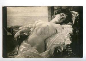 3161981 Sleeping Semi-NUDE Woman BELLE with Fan by ZIER vintage