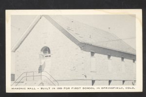 SPRINGFIELD COLORADO MASONIC HALL TEMPLE LODGE VINTAGE POSTCARD