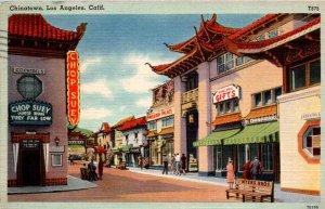 Los Angeles, California - Showing Restaurants and Shops in Chinatown