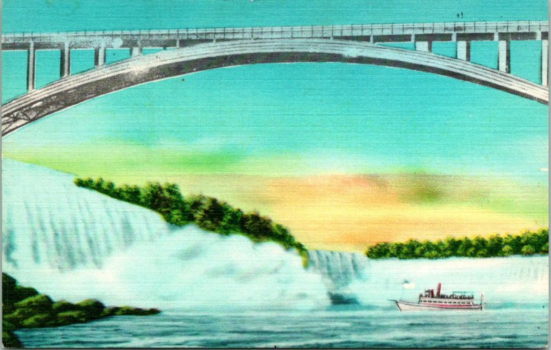 General View Rainbow Bridge Niagara Falls NY Postcard unused 1930s/40s (11280)