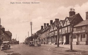 High Street Cleobury Mortimer Black Cab Cars Shop Shropshire Postcard