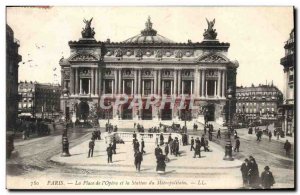Old Postcard From Paris Place I & # 39Opera And The Station From Metropolitain