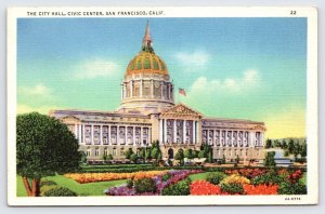 Linen Postcard City Hall, Civic Center, San Francisco California  P2