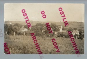 Hepburn IOWA RPPC 1908 BIRDSEYE VIEW nr Villisca Clarinda Stanton 26 PEOPLE! IA