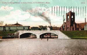 Attleboro Massachusetts, 1908 Grade Crossing Arches Park Street Vintage Postcard
