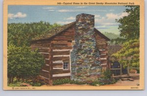 Typical Home In The Great Smoky Mountains National Park, Vintage Linen Postcard