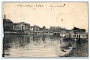 c1910 Meuse Valley Namur Tourist Boats Wallonia Belgium Antique Postcard