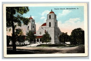 Vintage 1920's Postcard Baptist Church Building & Gardens Marshalltown Iowa