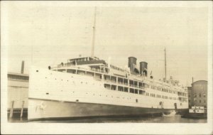 Steamship at Dock Boston MA Cancel 1924 Real Photo Postcard