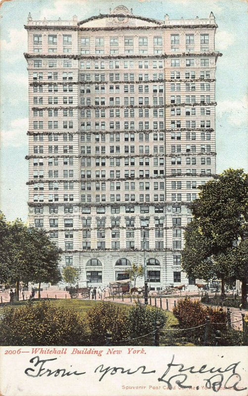Whitehall Building, Manhattan, New York City, N.Y., Early Postcard, Used in 1906