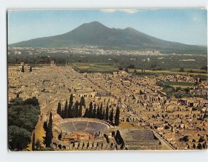 Postcard View and Vesuvio from aircraft, Pompei Scavi, Pompei, Italy