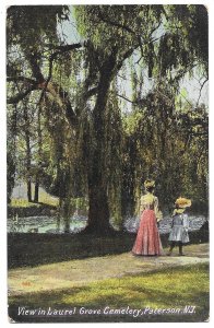 View in Laurel Grove Cemetery, Paterson, New Jersey Divided Postcard Mailed 1911