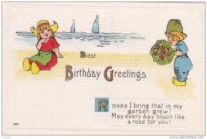 Best Birthday Greetings, Dutch boy taking a bouquet of roses to Dutch girl, S...