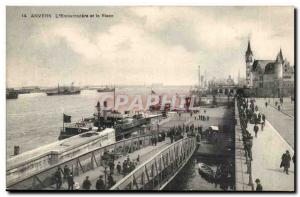 Belgie Belgium Antwerp Old Postcard L & # 39embarcadere and Steen