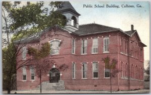 Calhoun Georgia GA, Public School Building, Main Entrance, Vintage Postcard