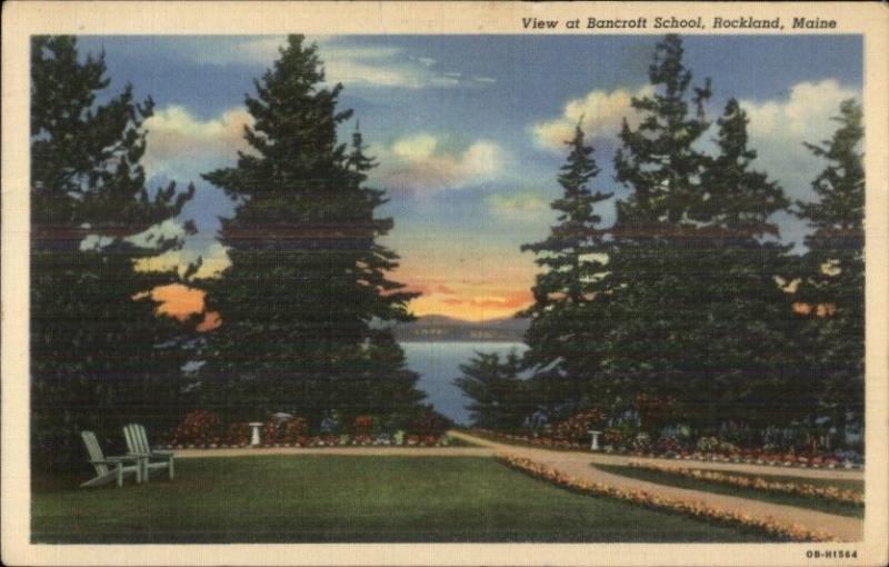 Rockland ME Bancroft School Lawn Postcard