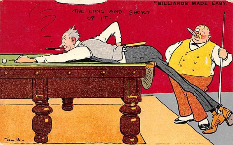 Billiards Made Easy, The Long and Short of It Pool Billiards Carte Postale Un...