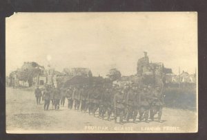 RPPC WWI BATTLE ACTION PRUSSIAN GUARDS LEAVING FRONT REAL PHOTO POSTCARD